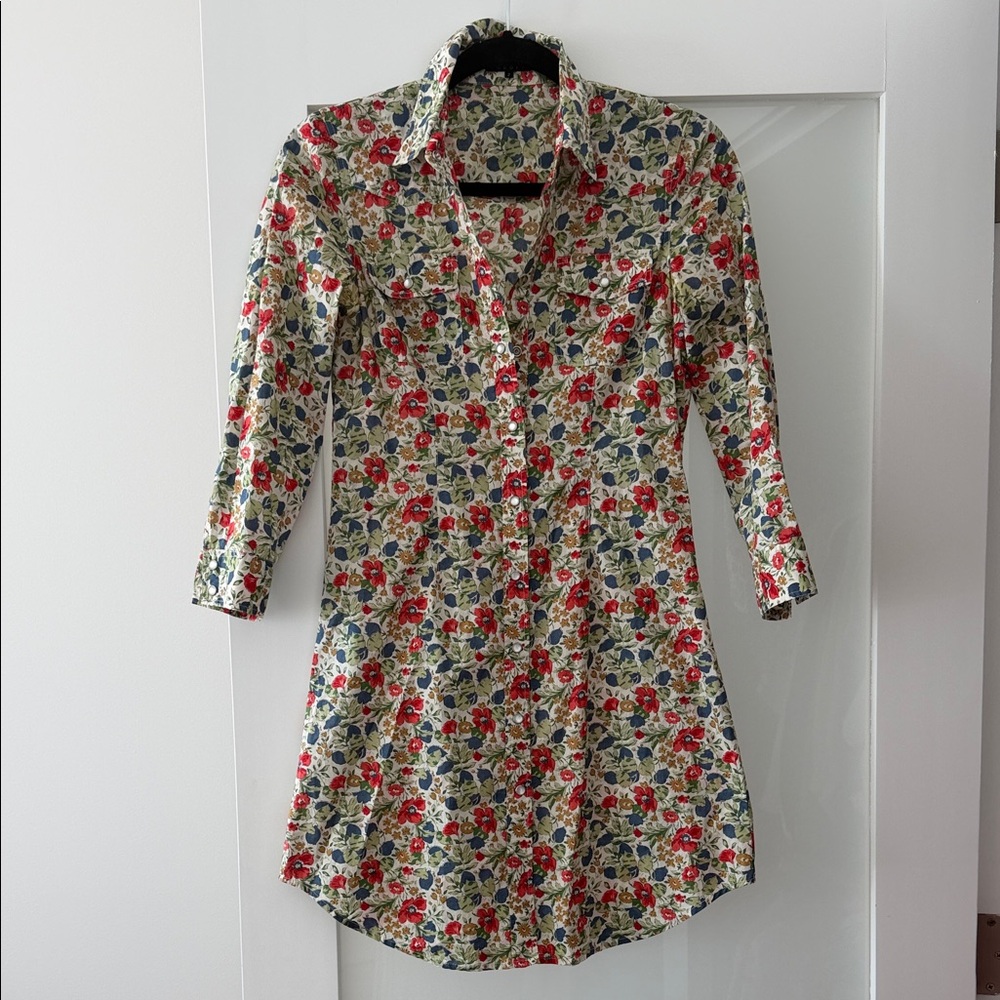Theory Multicolor Floral shirt dress